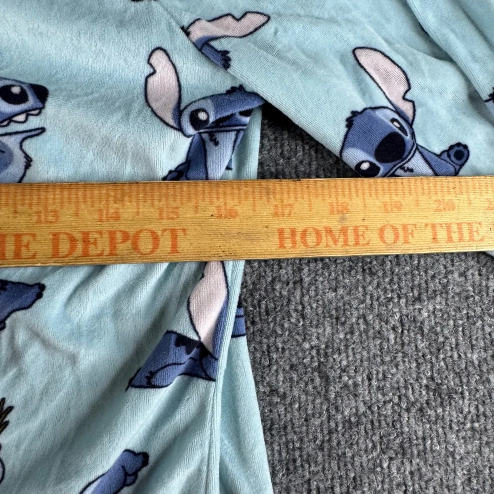 Disney Kids Lilo & Stitch Pajama Set Blue Fleece Henley Top Pants S 4-6